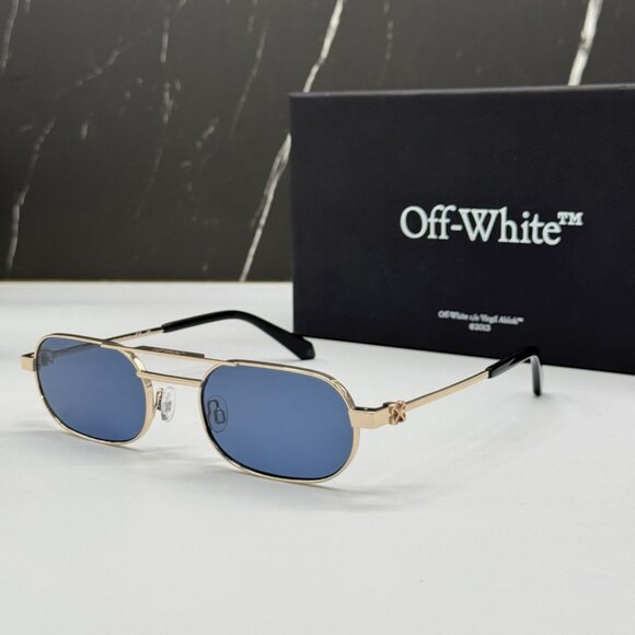 NEW OFF-WHITE OERI123 VAIDEN 7645 SUNGLASSES OVAL GOLD BLUE WOMEN EYEWEAR main image 9